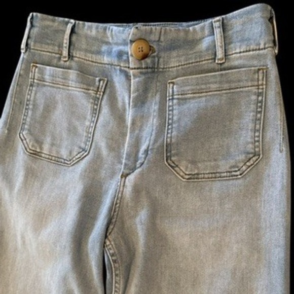 Maeve Anthropologie The Colette Wide Leg Jeans Light Wash Blue High Rise 26 - Picture 3 of 8